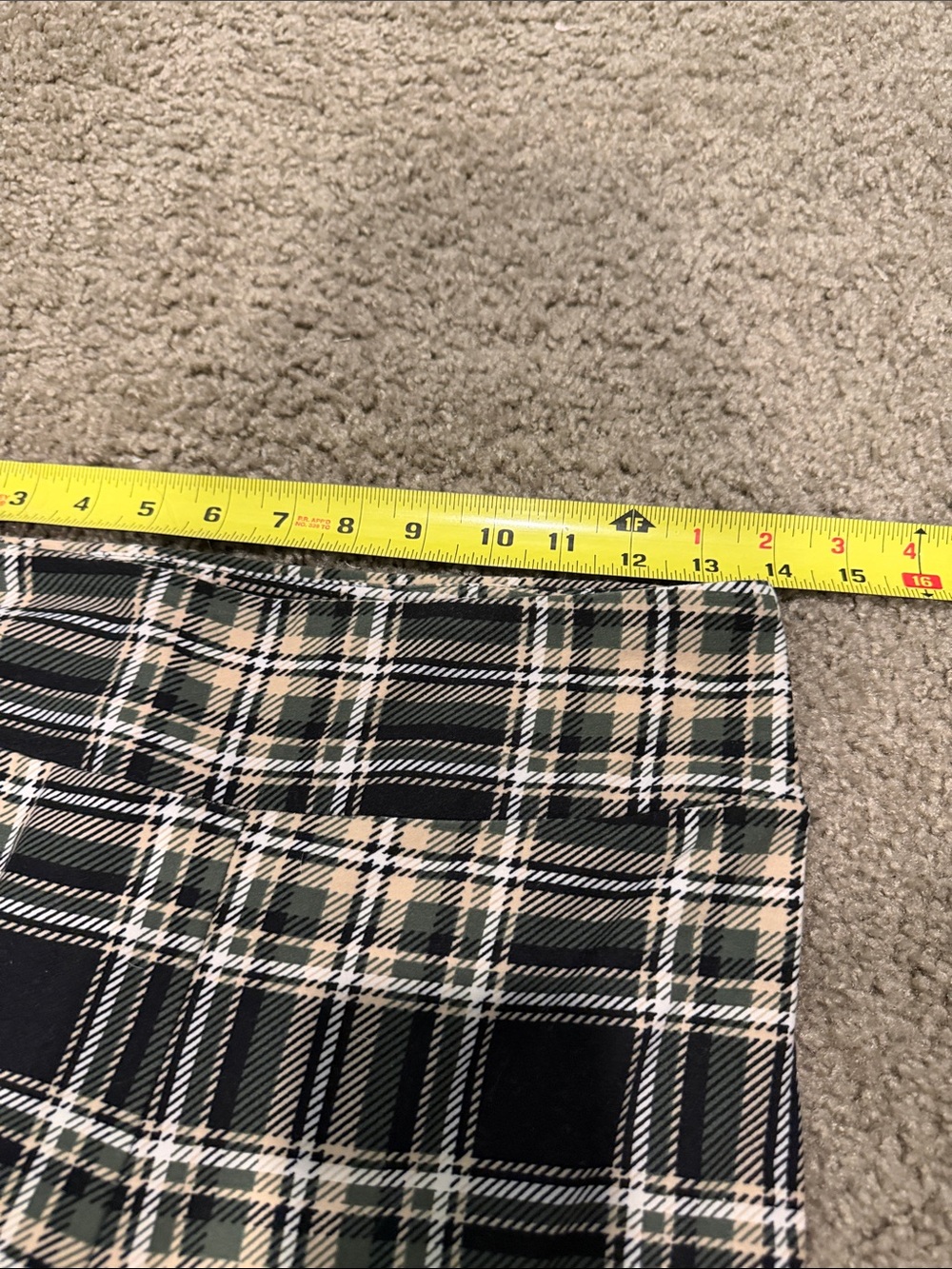 No Boundaries Black/White/Cream/Olive Green Plaid Flare Pants - Picture 2 of 5
